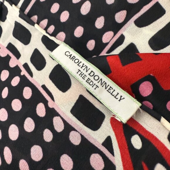 Carolyn Donnelly "The Edit" Scarf, Red, Black, Pink - Picture 2 of 5